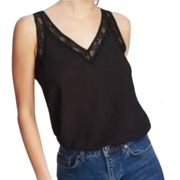 1. State Lace Inset  V-Neck Camisole Rich Black Size Medium NWT - Picture 1 of 12
